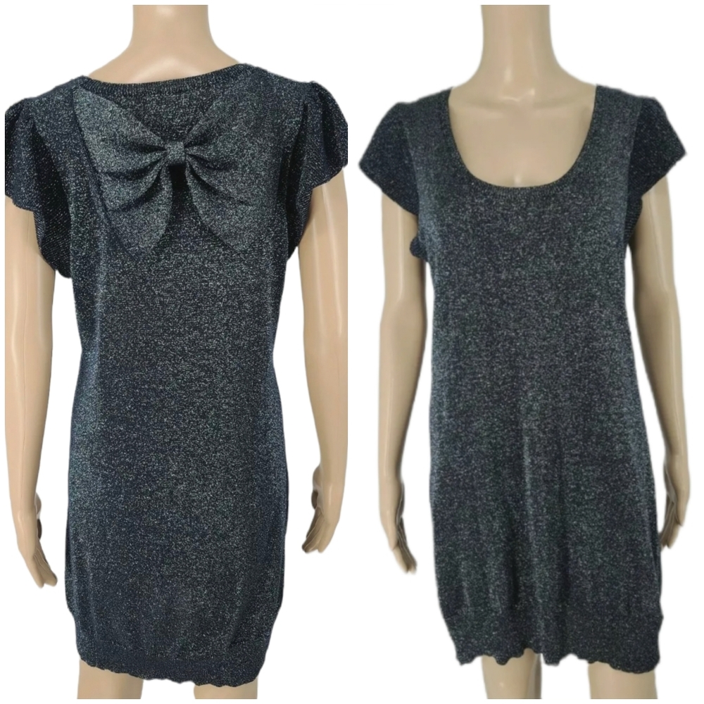 Paul & Joe Sister Glitter Bow Flutter Sleeve Cocktail Party Holiday Dress XS